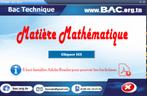 CD Mathématique Bac Technique 2021 - Bac Tunisie